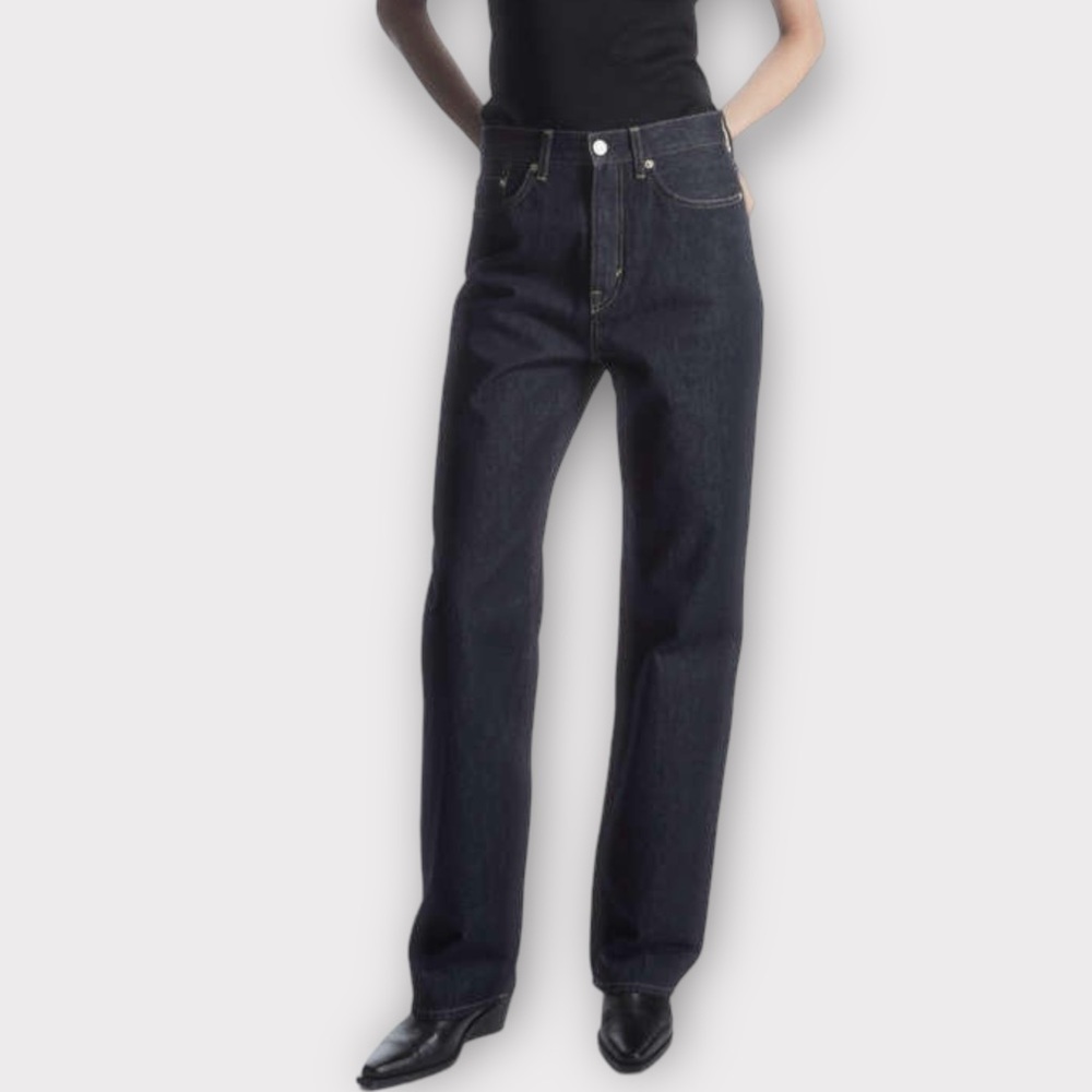 COS High Rise Relaxed Straight Jean Organic Cotton Dark Wash